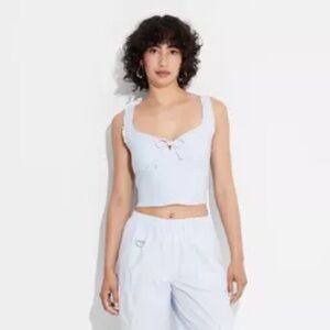 Women's Baby Blue Lace Trim Corset Top